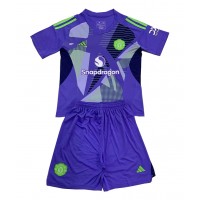 Camisa de Futebol Manchester United Goleiro Equipamento Principal Infantil 2024-25 Manga Curta (+ Calças curtas)